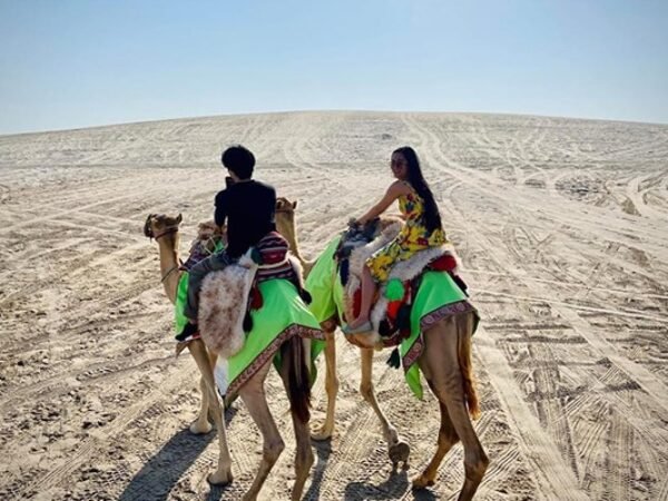 LONG CAMEL RIDE OVER THE DUNES WITH TRANSPORT